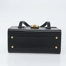 CELINE Hand Bag Leather Black Gold Auth mr1667V-9
