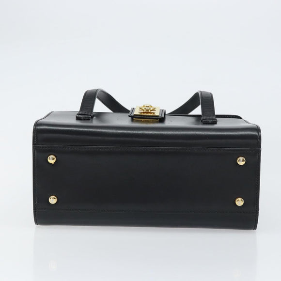 CELINE Hand Bag Leather Black Gold Auth mr1667V
