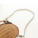 PRADA Basket Bag Wicker Leather White Beige Silver Auth mr1668SAM-14