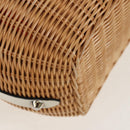 PRADA Basket Bag Wicker Leather White Beige Silver Auth mr1668SAM-12