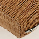 PRADA Basket Bag Wicker Leather White Beige Silver Auth mr1668SAM-16