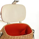 PRADA Basket Bag Wicker Leather White Beige Silver Auth mr1668SAM-21