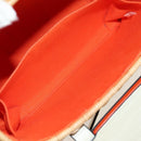 PRADA Basket Bag Wicker Leather White Beige Silver Auth mr1668SAM-25