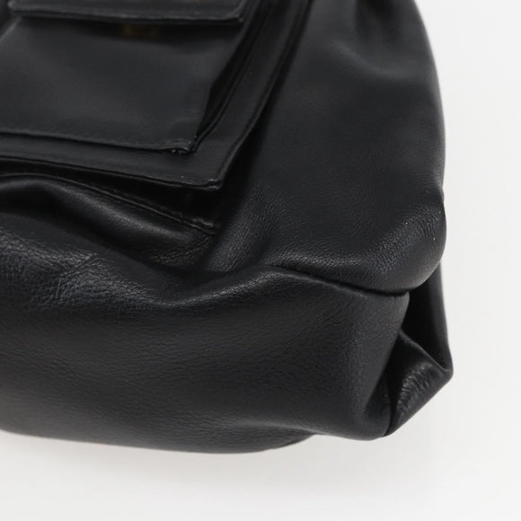 Gianni Versace Shoulder Bag Leather Black Gold Auth mr1669SAV