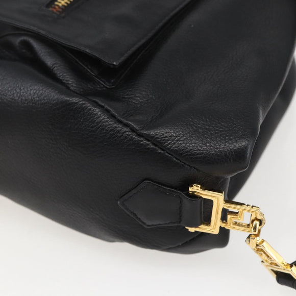 Gianni Versace Shoulder Bag Leather Black Gold Auth mr1669SAV