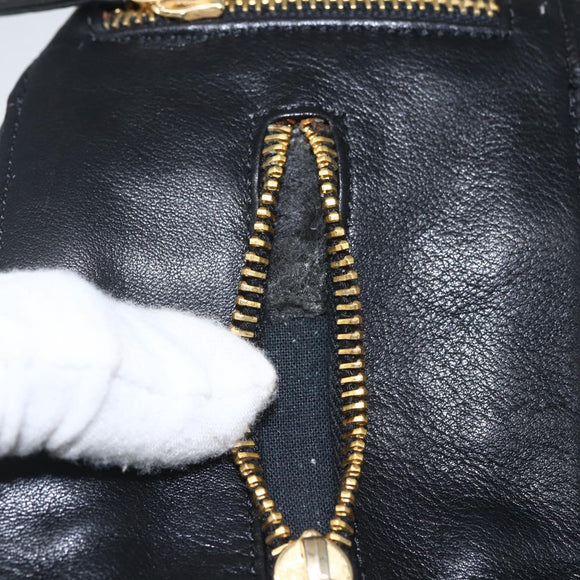 Gianni Versace Shoulder Bag Leather Black Gold Auth mr1669SAV