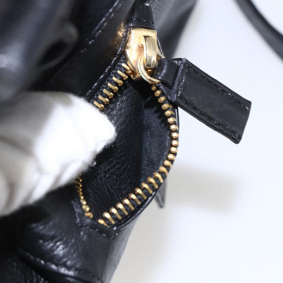 Gianni Versace Shoulder Bag Leather Black Gold Auth mr1669SAV