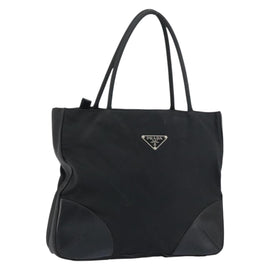 PRADA Pocono Hand Bag Nylon Leather Black Silver BN0699 Auth mr1674