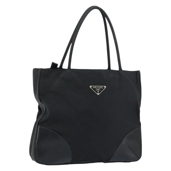 PRADA Pocono Hand Bag Nylon Leather Black Silver BN0699 Auth mr1674