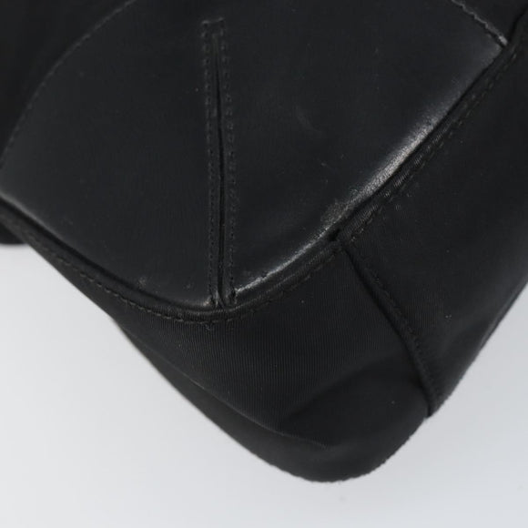 PRADA Pocono Hand Bag Nylon Leather Black Silver BN0699 Auth mr1674