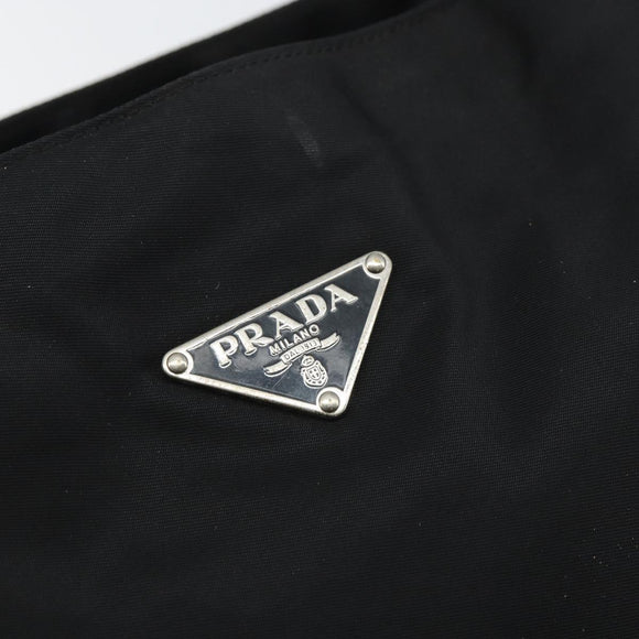 PRADA Pocono Hand Bag Nylon Leather Black Silver BN0699 Auth mr1674