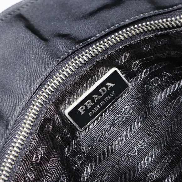 PRADA Pocono Hand Bag Nylon Leather Black Silver BN0699 Auth mr1674