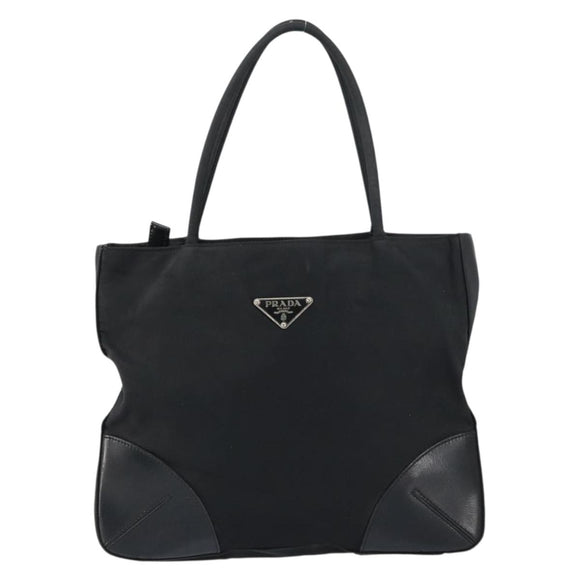 PRADA Pocono Hand Bag Nylon Leather Black Silver BN0699 Auth mr1674