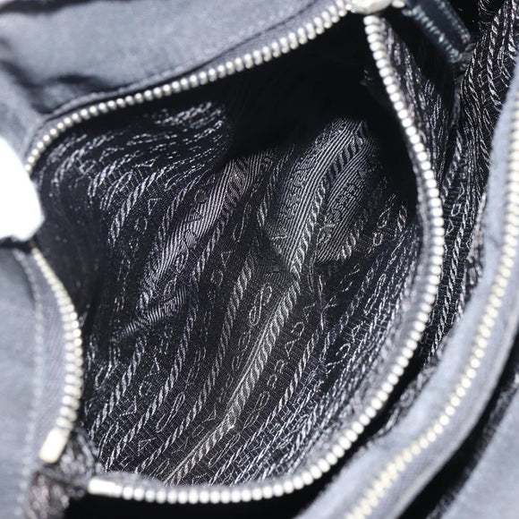 PRADA Pocono Hand Bag Nylon Leather Black Silver BN0699 Auth mr1674