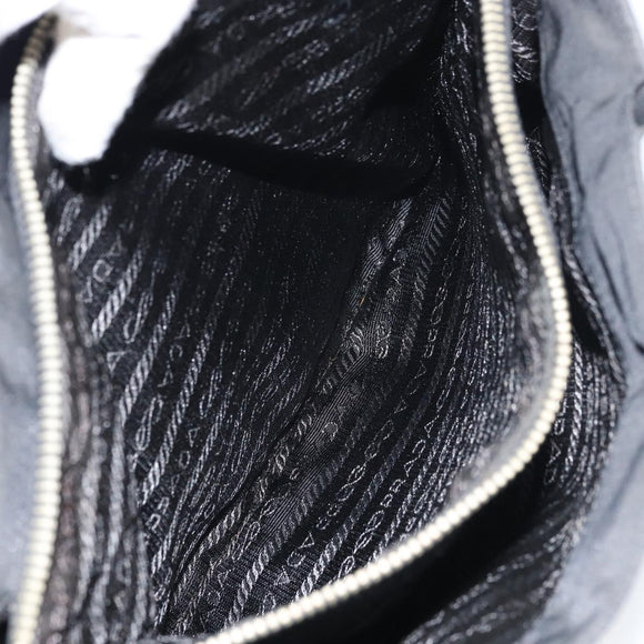 PRADA Pocono Hand Bag Nylon Leather Black Silver BN0699 Auth mr1674