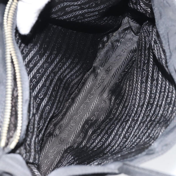 PRADA Pocono Hand Bag Nylon Leather Black Silver BN0699 Auth mr1674