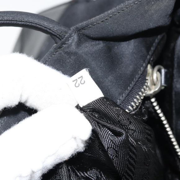PRADA Pocono Hand Bag Nylon Leather Black Silver BN0699 Auth mr1674