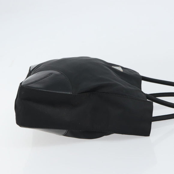 PRADA Pocono Hand Bag Nylon Leather Black Silver BN0699 Auth mr1674