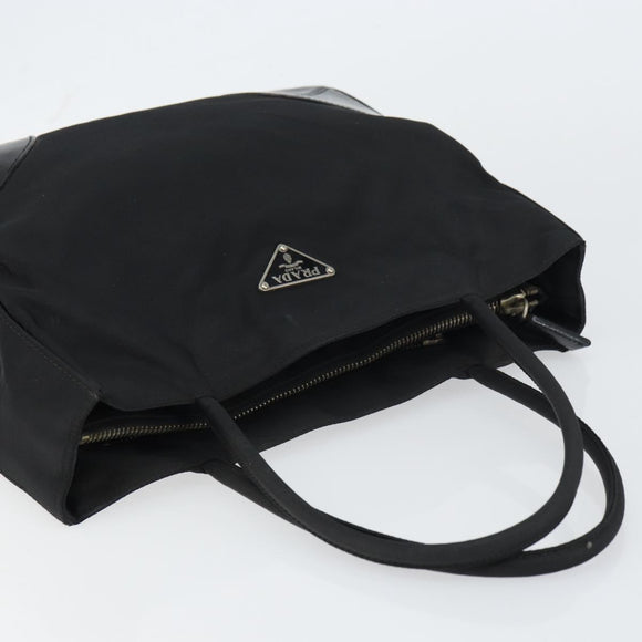 PRADA Pocono Hand Bag Nylon Leather Black Silver BN0699 Auth mr1674
