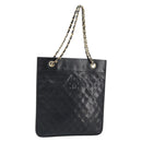 CHANEL Matelasse Chain Tote Bag Leather Black Gold CC Auth mr1675-1