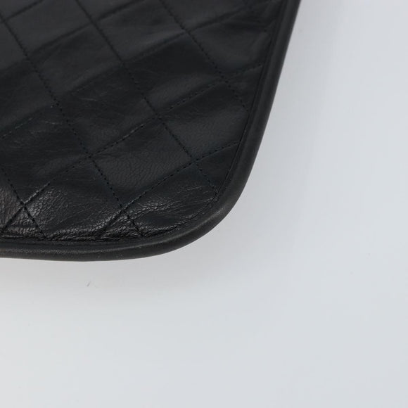 CHANEL Matelasse Chain Tote Bag Leather Black Gold CC Auth mr1675