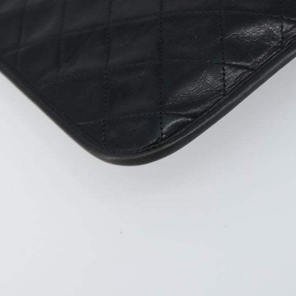 CHANEL Matelasse Chain Tote Bag Leather Black Gold CC Auth mr1675