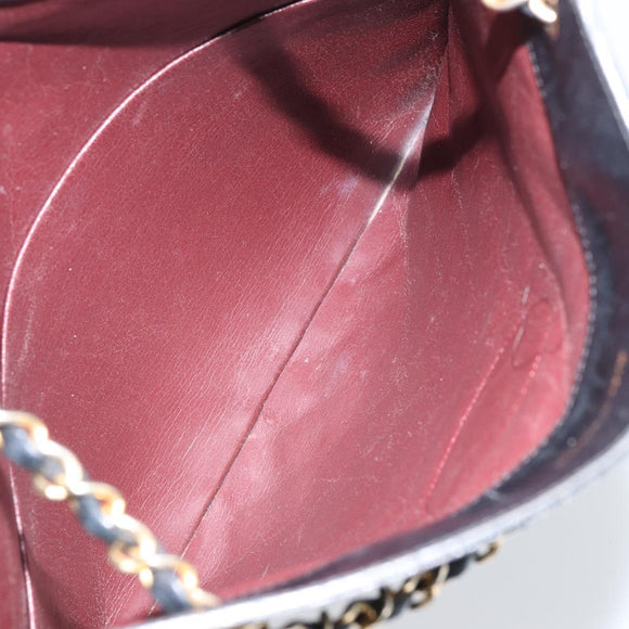 CHANEL Matelasse Chain Tote Bag Leather Black Gold CC Auth mr1675