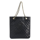 CHANEL Matelasse Chain Tote Bag Leather Black Gold CC Auth mr1675-2