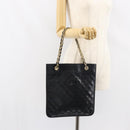 CHANEL Matelasse Chain Tote Bag Leather Black Gold CC Auth mr1675-21