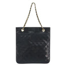 CHANEL Matelasse Chain Tote Bag Leather Black Gold CC Auth mr1675-3