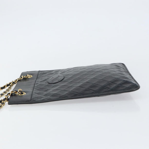 CHANEL Matelasse Chain Tote Bag Leather Black Gold CC Auth mr1675
