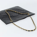 CHANEL Matelasse Chain Tote Bag Leather Black Gold CC Auth mr1675-6