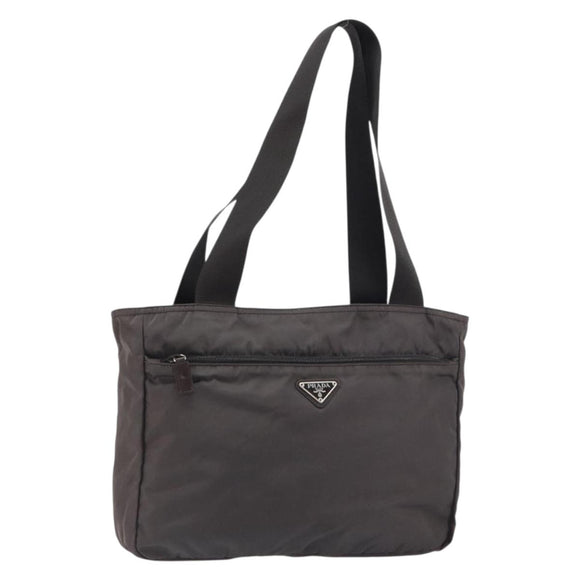 PRADA Tote Bag Nylon Gray Silver Auth mr1678