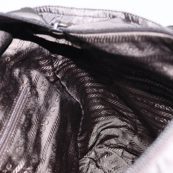 PRADA Tote Bag Nylon Gray Silver Auth mr1678