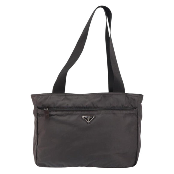 PRADA Tote Bag Nylon Gray Silver Auth mr1678