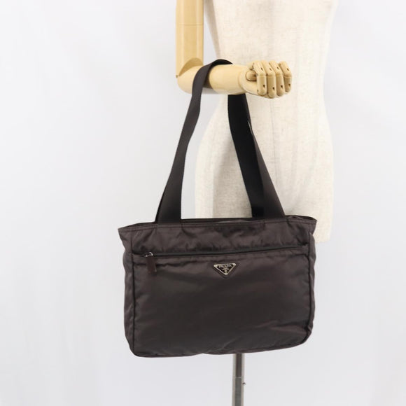 PRADA Tote Bag Nylon Gray Silver Auth mr1678