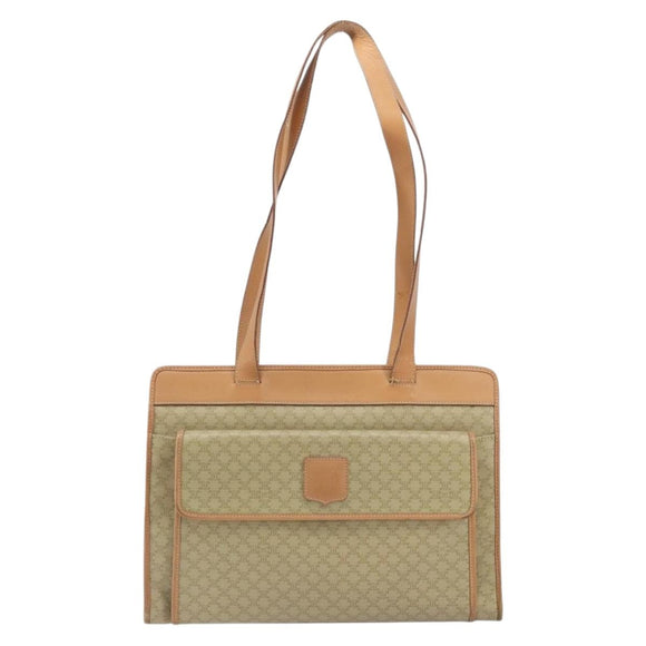 CELINE Macadam Canvas Tote Bag PVC Beige Auth mr1679