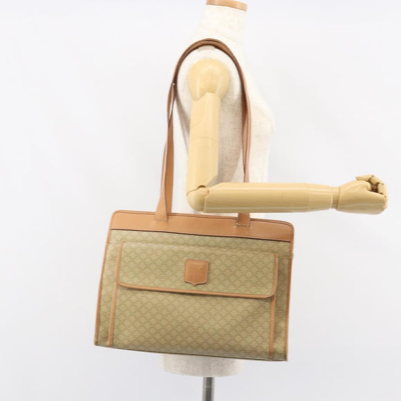 CELINE Macadam Canvas Tote Bag PVC Beige Auth mr1679