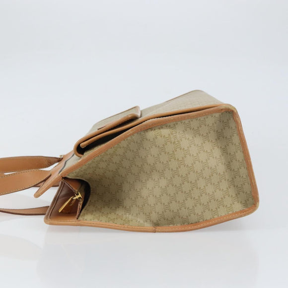 CELINE Macadam Canvas Tote Bag PVC Beige Auth mr1679