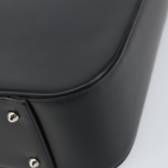 BURBERRY Nova Check Hand Bag Leather Black Silver Auth mr1680V