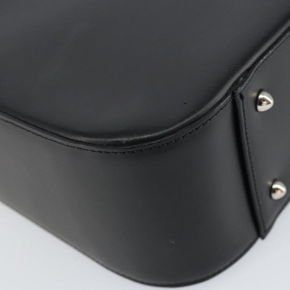 BURBERRY Nova Check Hand Bag Leather Black Silver Auth mr1680V