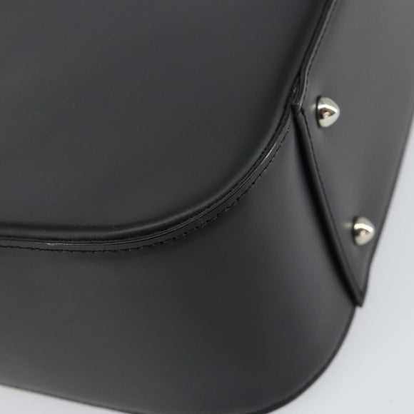 BURBERRY Nova Check Hand Bag Leather Black Silver Auth mr1680V