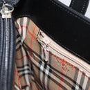 BURBERRY Nova Check Hand Bag Leather Black Silver Auth mr1680V-19