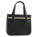BURBERRY Nova Check Hand Bag Leather Black Silver Auth mr1680V-1