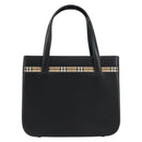 BURBERRY Nova Check Hand Bag Leather Black Silver Auth mr1680V-13