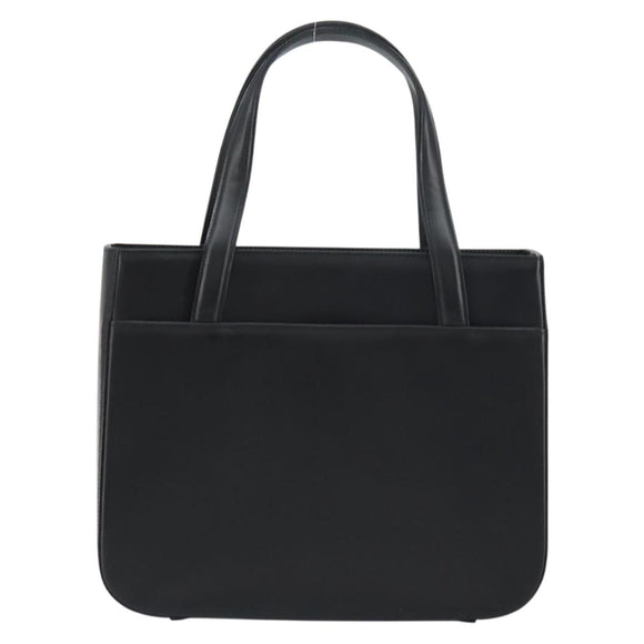 BURBERRY Nova Check Hand Bag Leather Black Silver Auth mr1680A