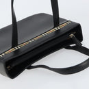 BURBERRY Nova Check Hand Bag Leather Black Silver Auth mr1680V-6