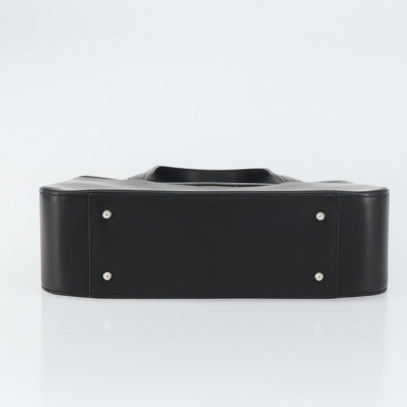 BURBERRY Nova Check Hand Bag Leather Black Silver Auth mr1680A