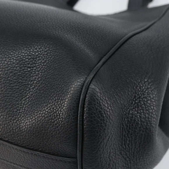 CELINE Small Fold Cabas Shoulder Bag Leather Black Gold Auth mr1681V