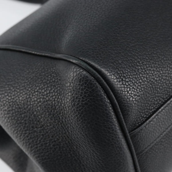 CELINE Small Fold Cabas Shoulder Bag Leather Black Gold Auth mr1681V